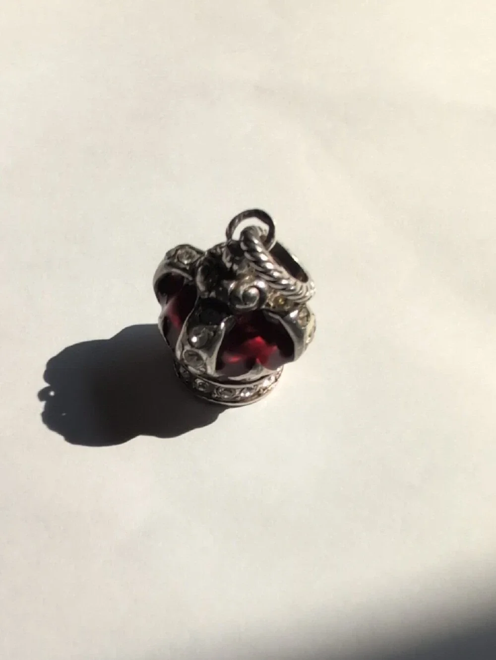 Brighton Silver Crown Pendant with Deep Red